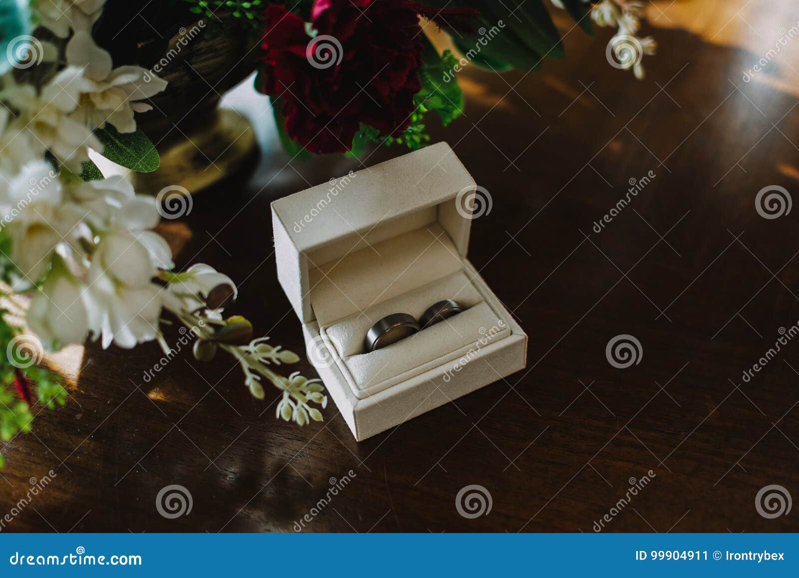 Close Up on Wedding Rings on the Table Stock Image - Image of bright ...