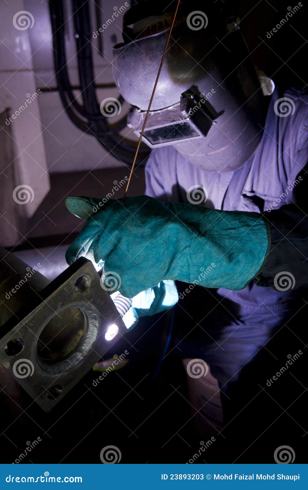 Close Up of Welding Pipeline Using TIG Method Stock Image Image of