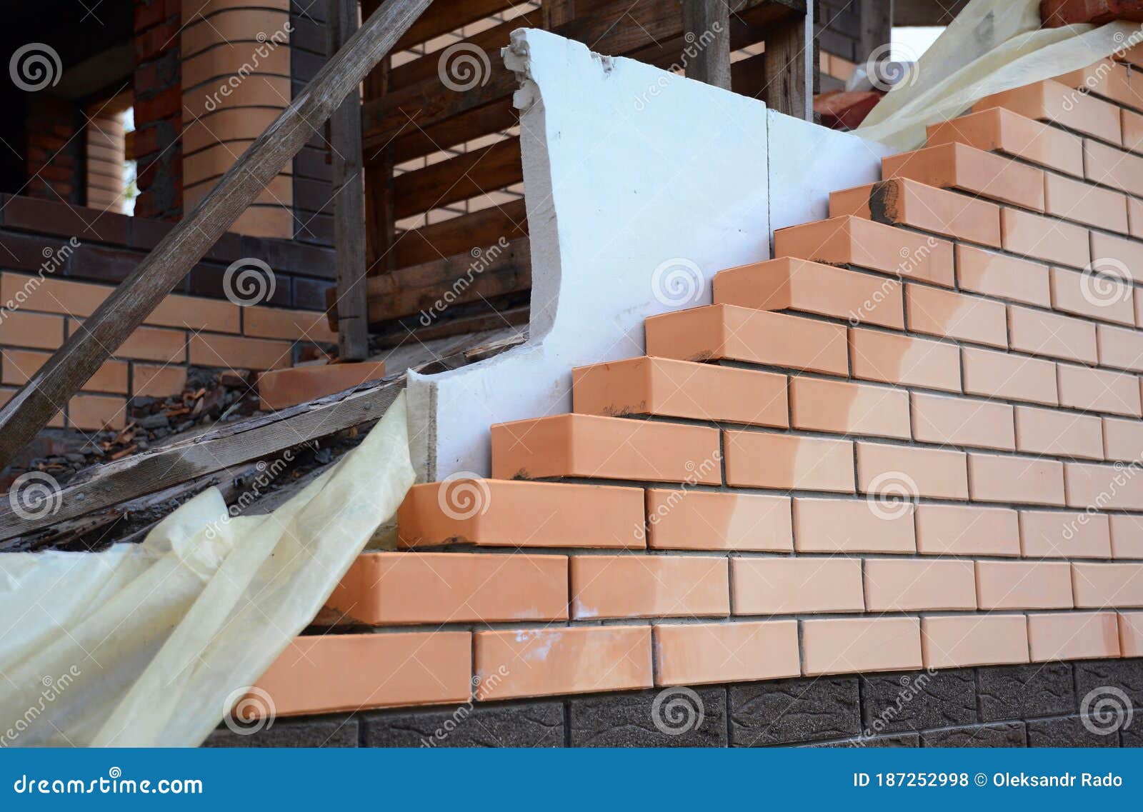 A Closeup on a Wet Brick Wall Under Construction with Thermal