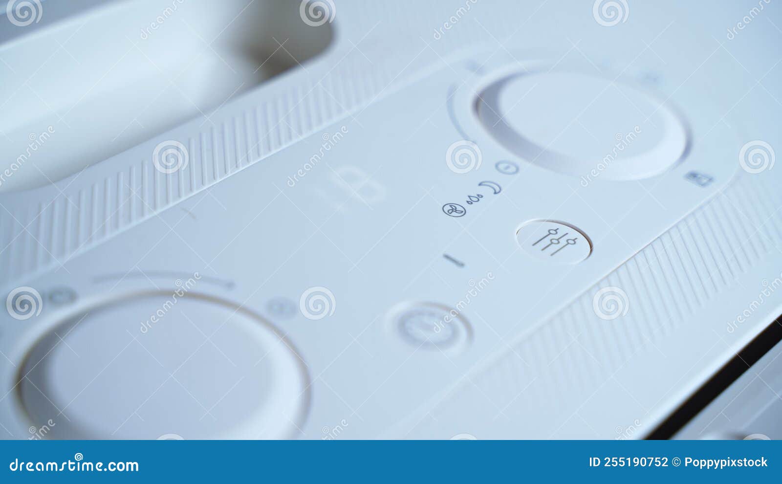 Closeup White Air Conditioner Control Panel for the Apartment and