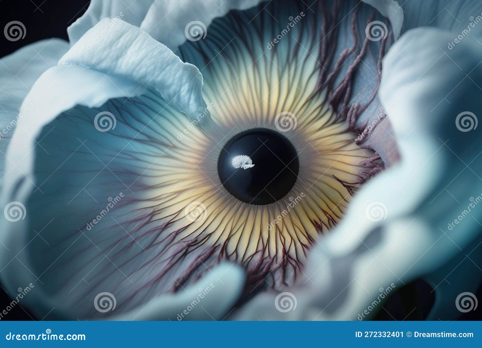 A Close Up of a White Flower with a Black Center Stock Image - Image of