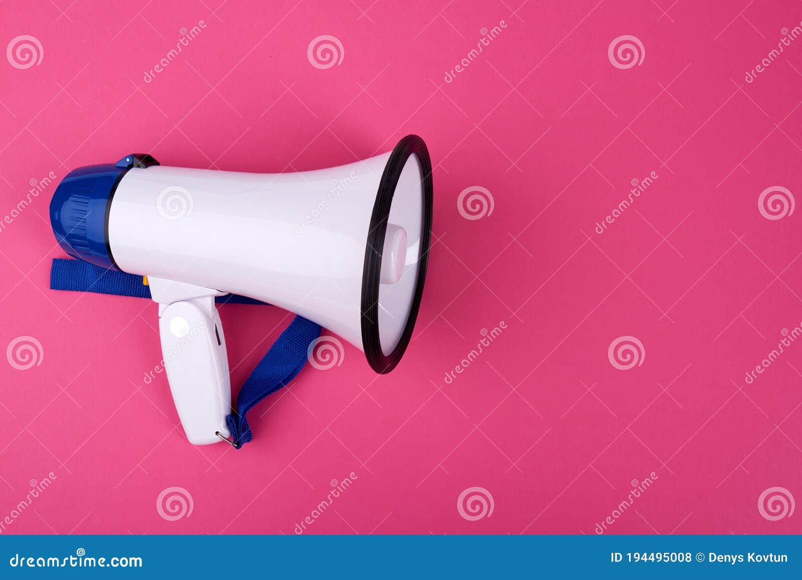 Close up white megaphone. stock photo. Image of microphone 194495008