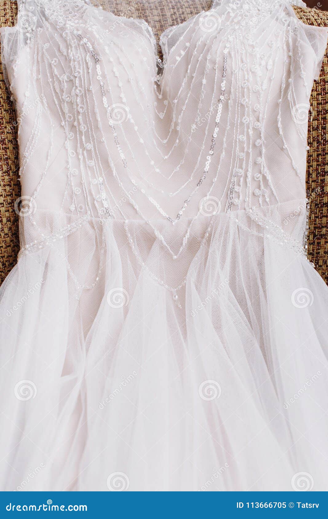 lace and beads white dress