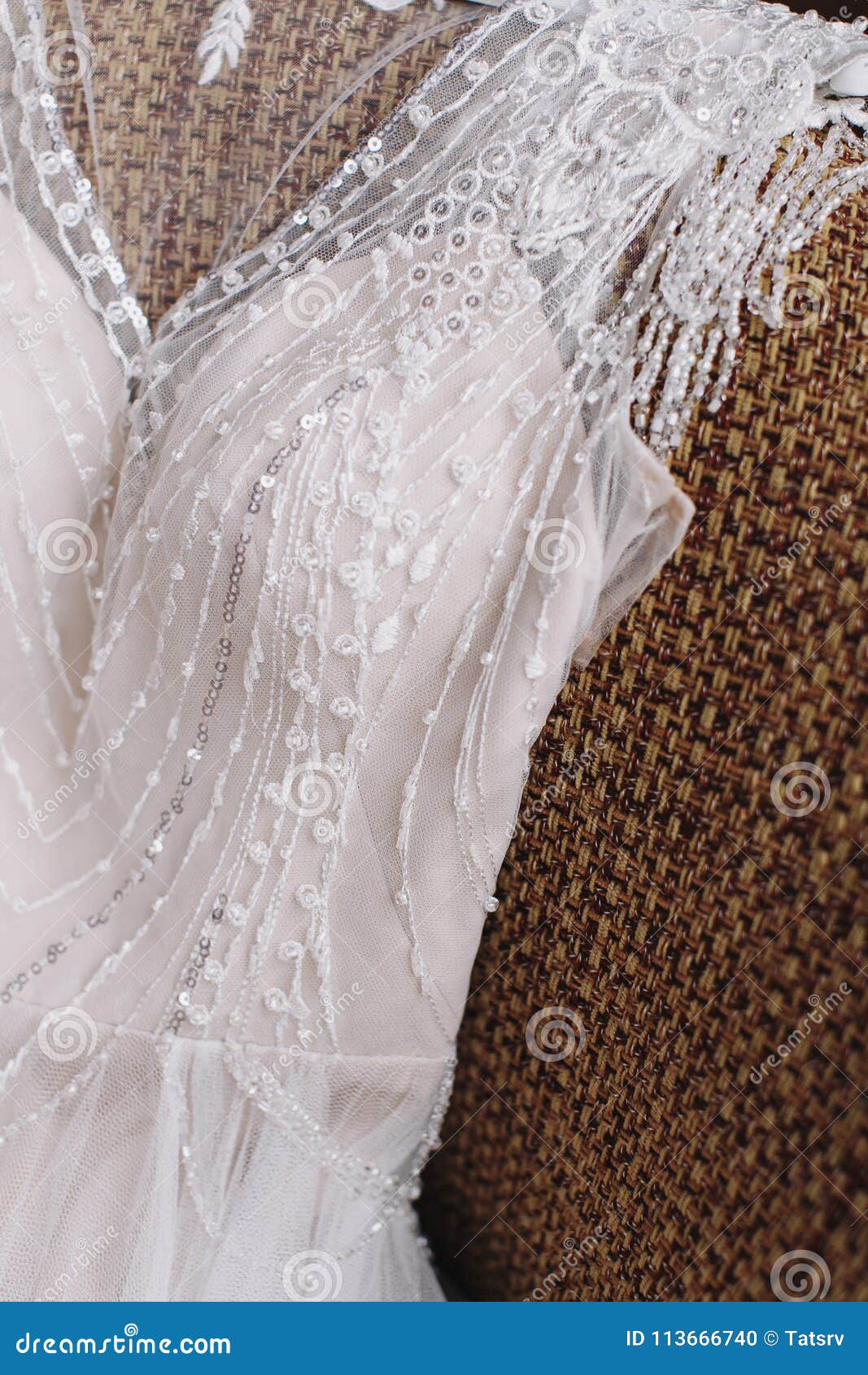 lace and beads white dress