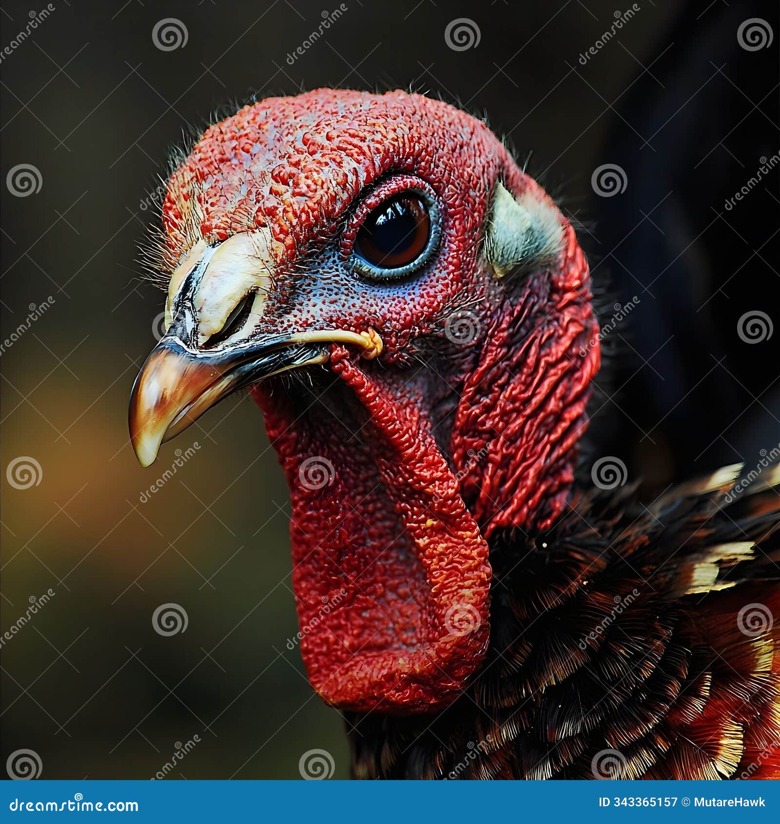 close-up of a wild turkey's head