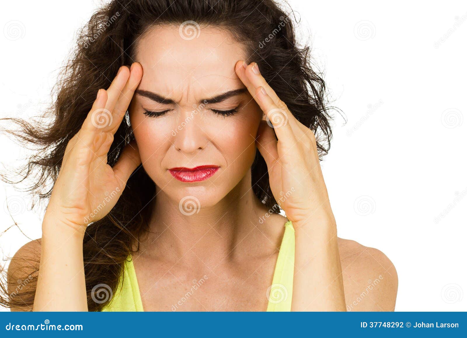Closeup of Woman with Bad Headache Stock Photo Image of depression