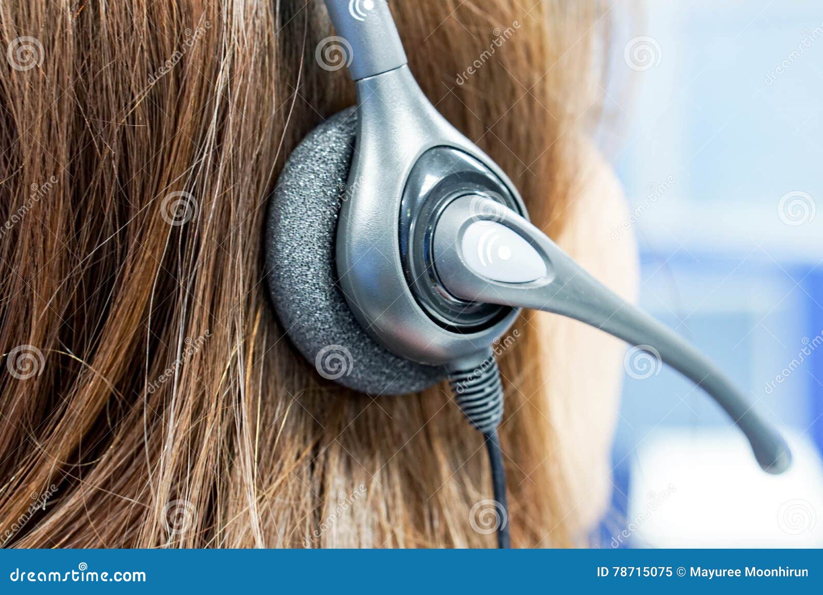 close up woman callcenter on the job with headset