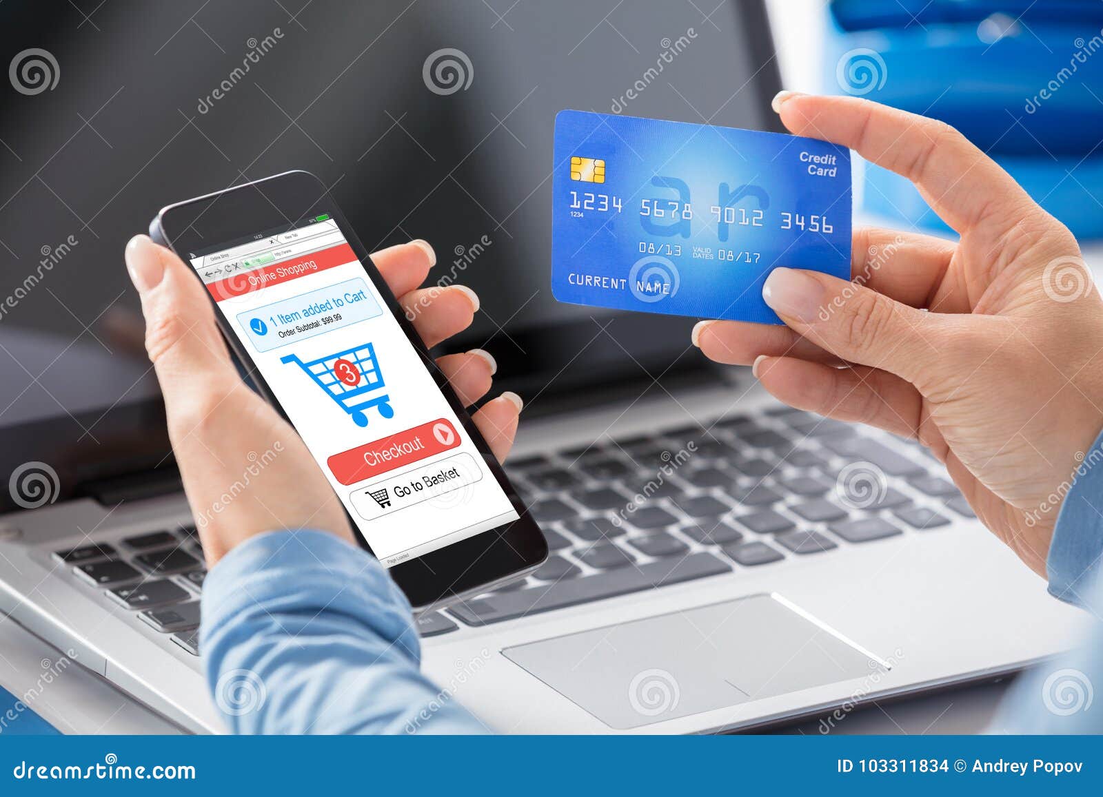 woman doing online shopping using credit card