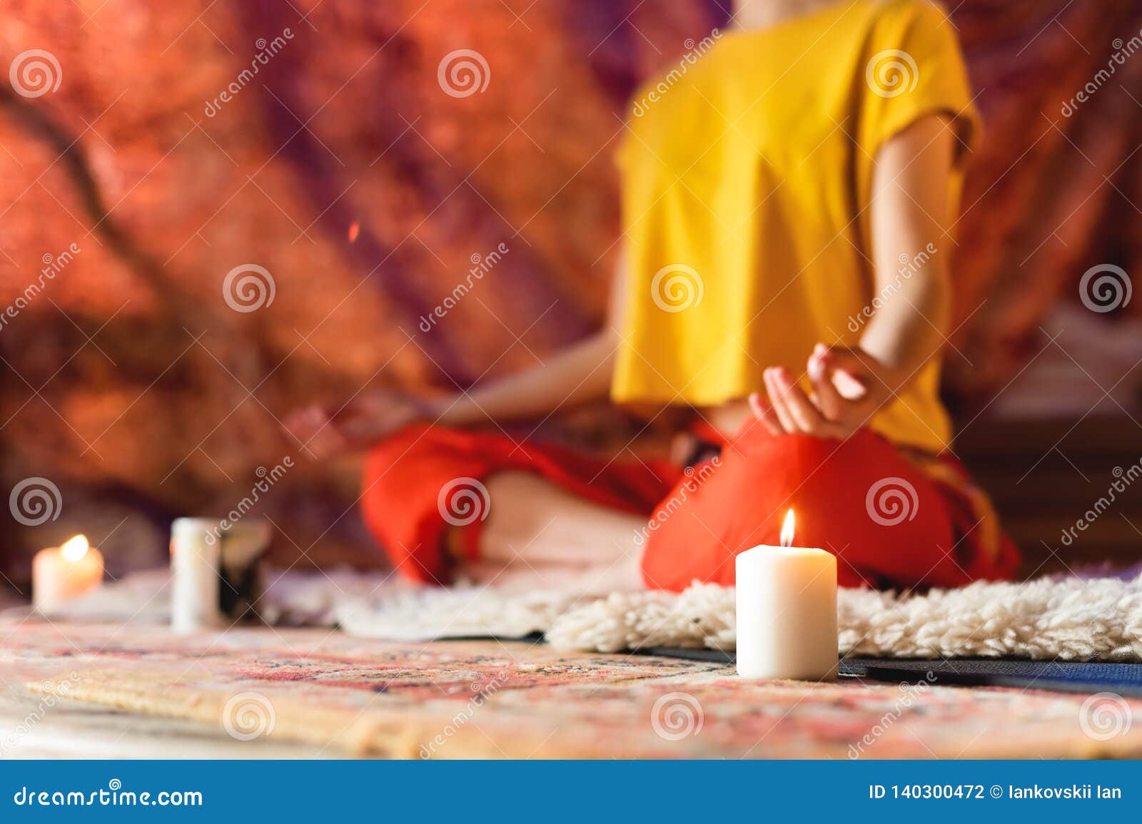 Close-up of Woman`s Hand in Yoga Lotus Pose Meditating in a Crafting ...