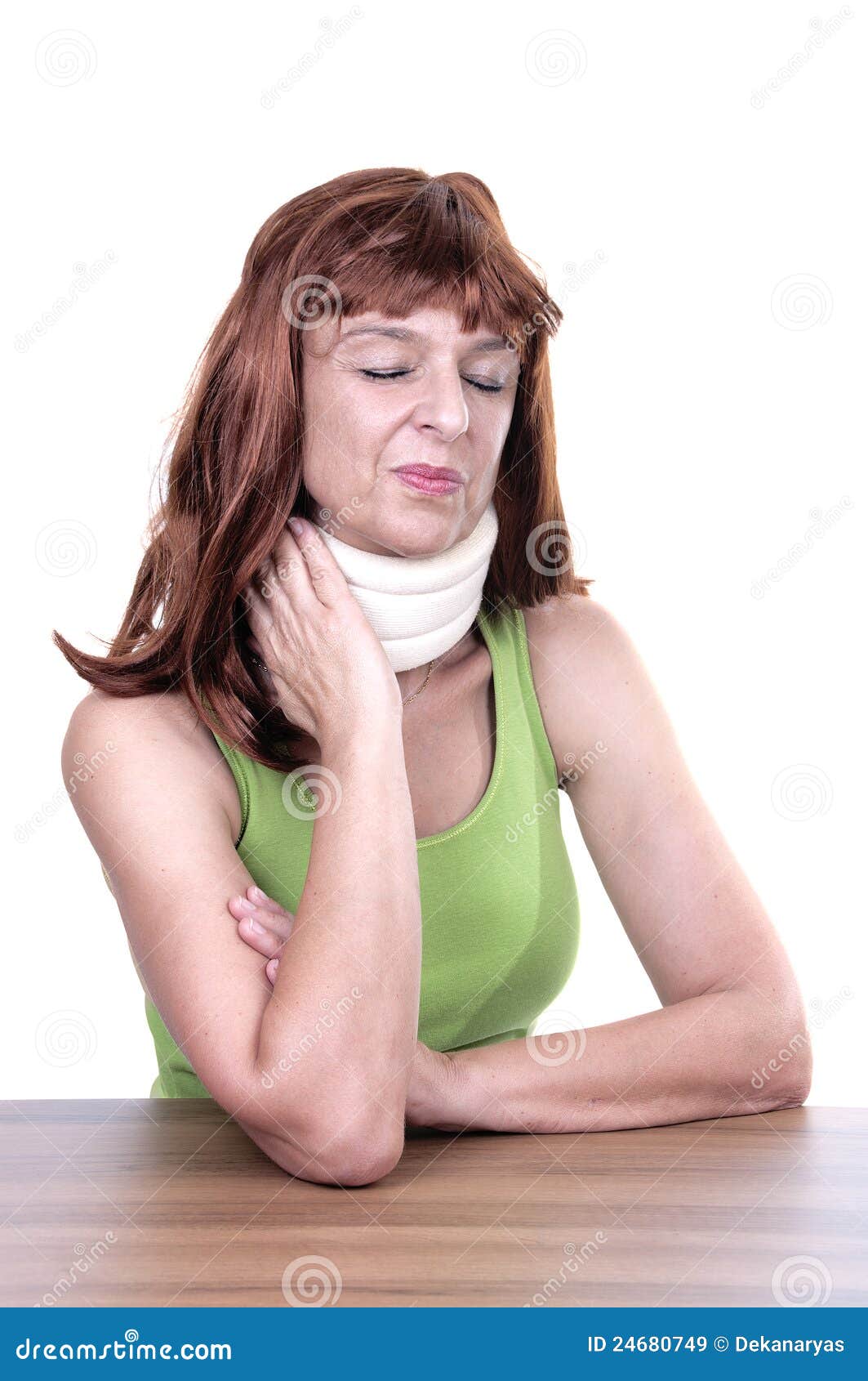 Close Up Of A Woman With A Surgical Collar Stock Image Image of