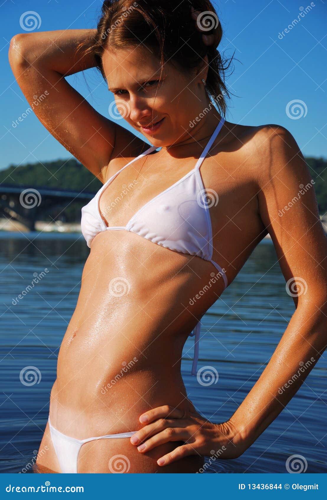 Close-up of Woman in Wet Bikini Stock Photo - Image of young