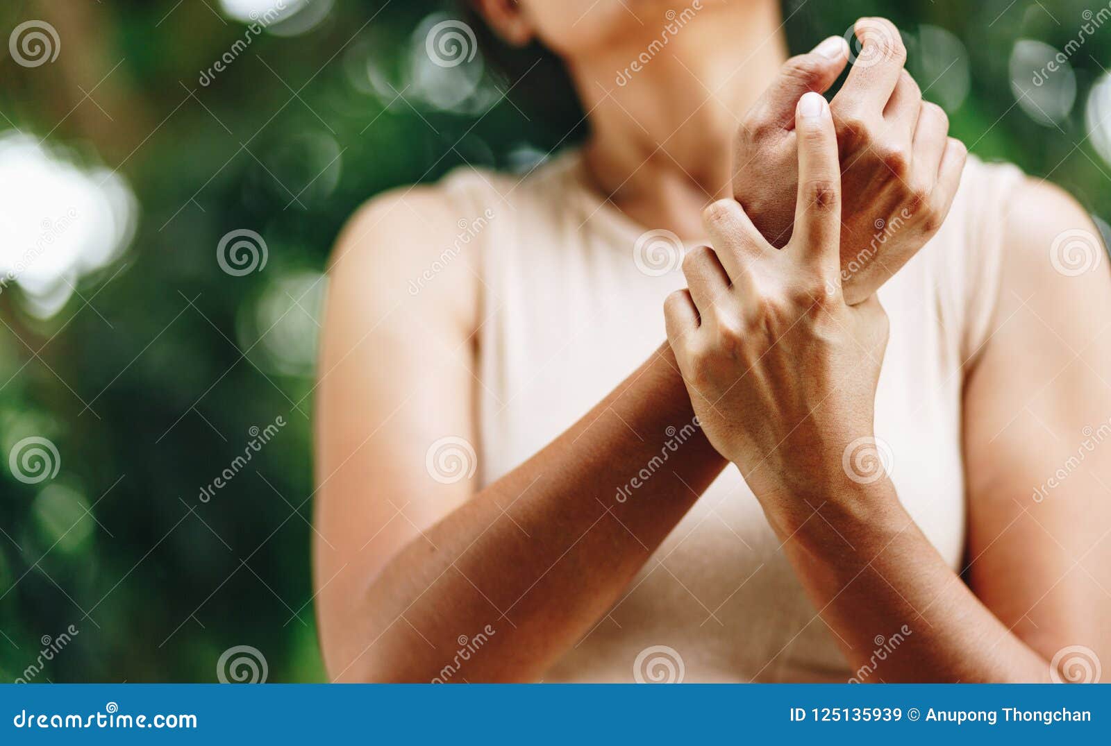 close up woman wrist pain