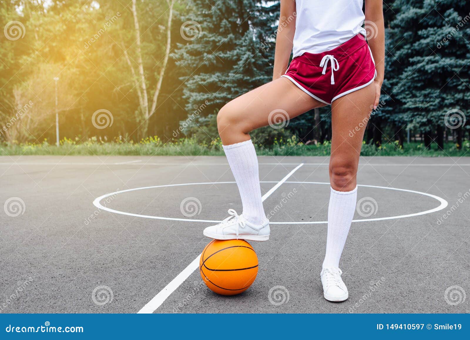 sneakers and long socks