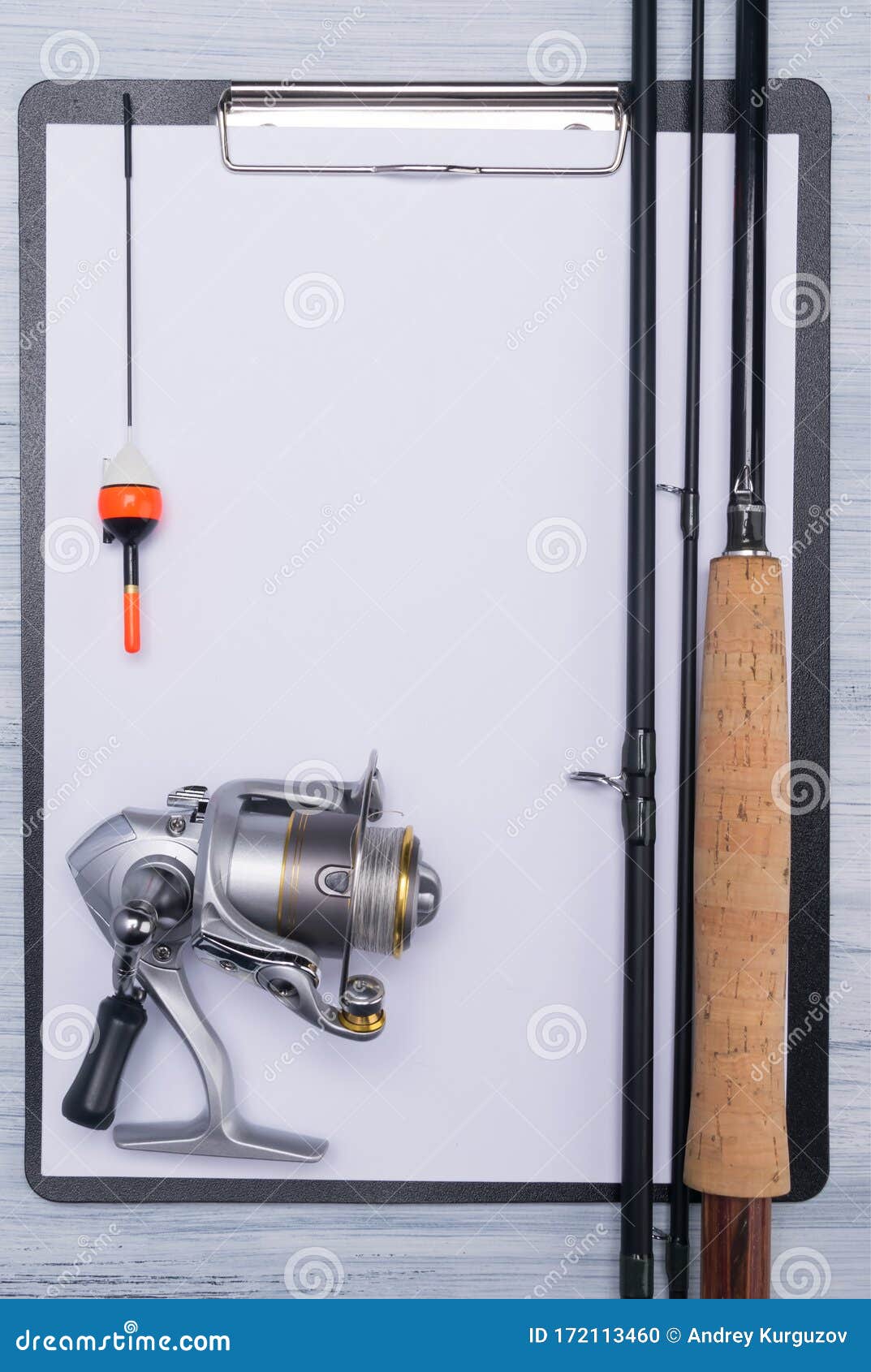 https://thumbs.dreamstime.com/z/close-up-wooden-handle-fishing-rod-reel-line-float-sheet-paper-place-writing-172113460.jpg