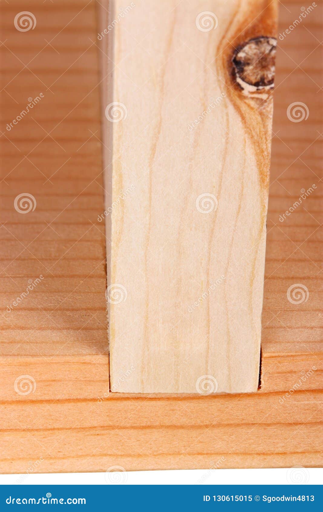 close-up of a woodworking dado joint  vertical