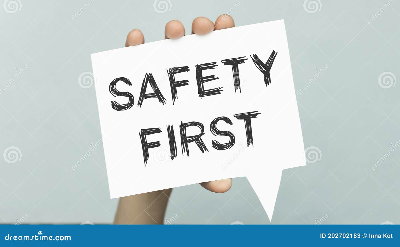 Workman Hands with Gloves Showing Safety First Sign Stock Image Image of technician