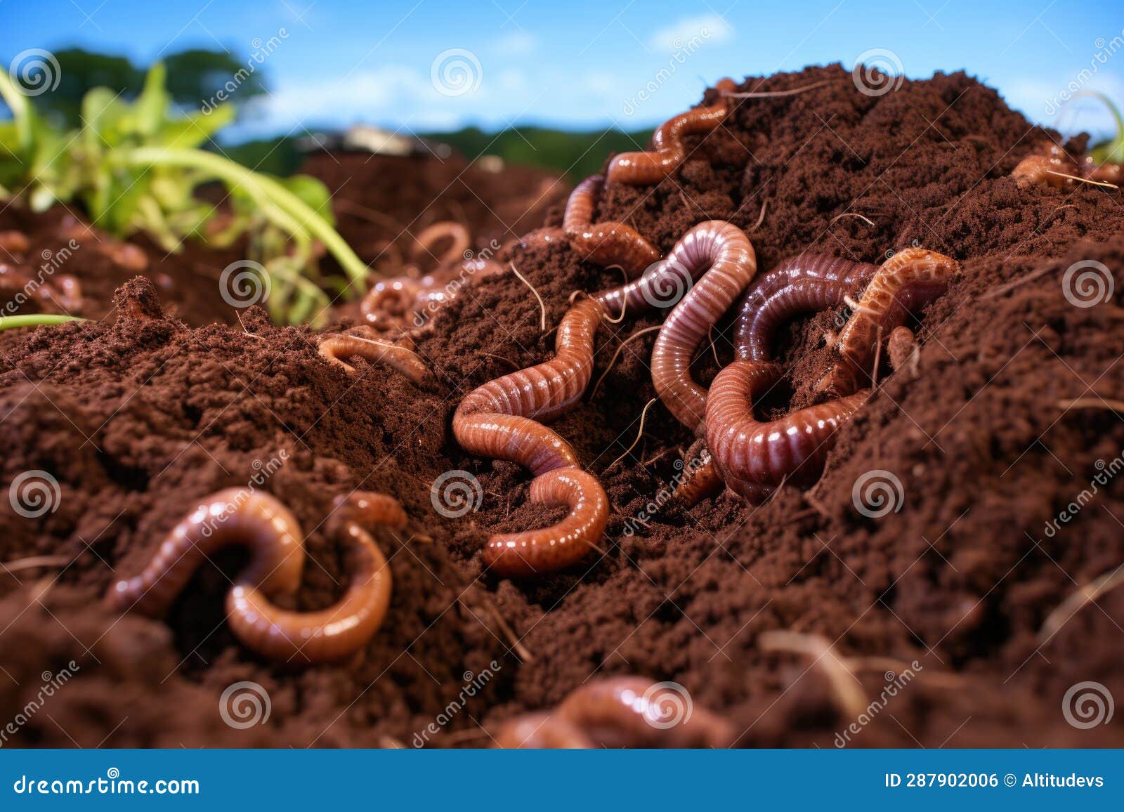Worms In Compost. Organic Waste Concept. Vector Illustration Of Worms ... Biology Diagrams