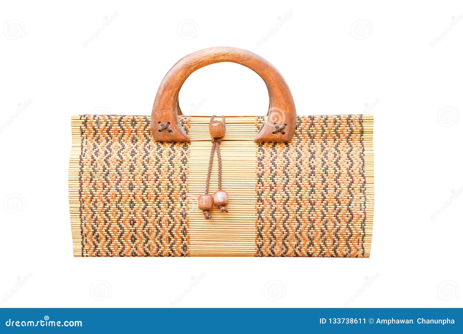 Woven Handmade Bag Made From Wood And Yarn Patterns In Horizontal ...