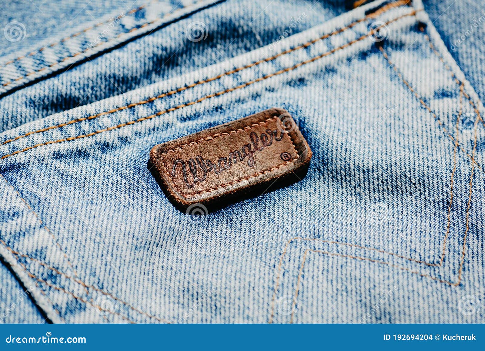 Closeup of Wrangler Label on Blue Jeans. Editorial Stock Image Image