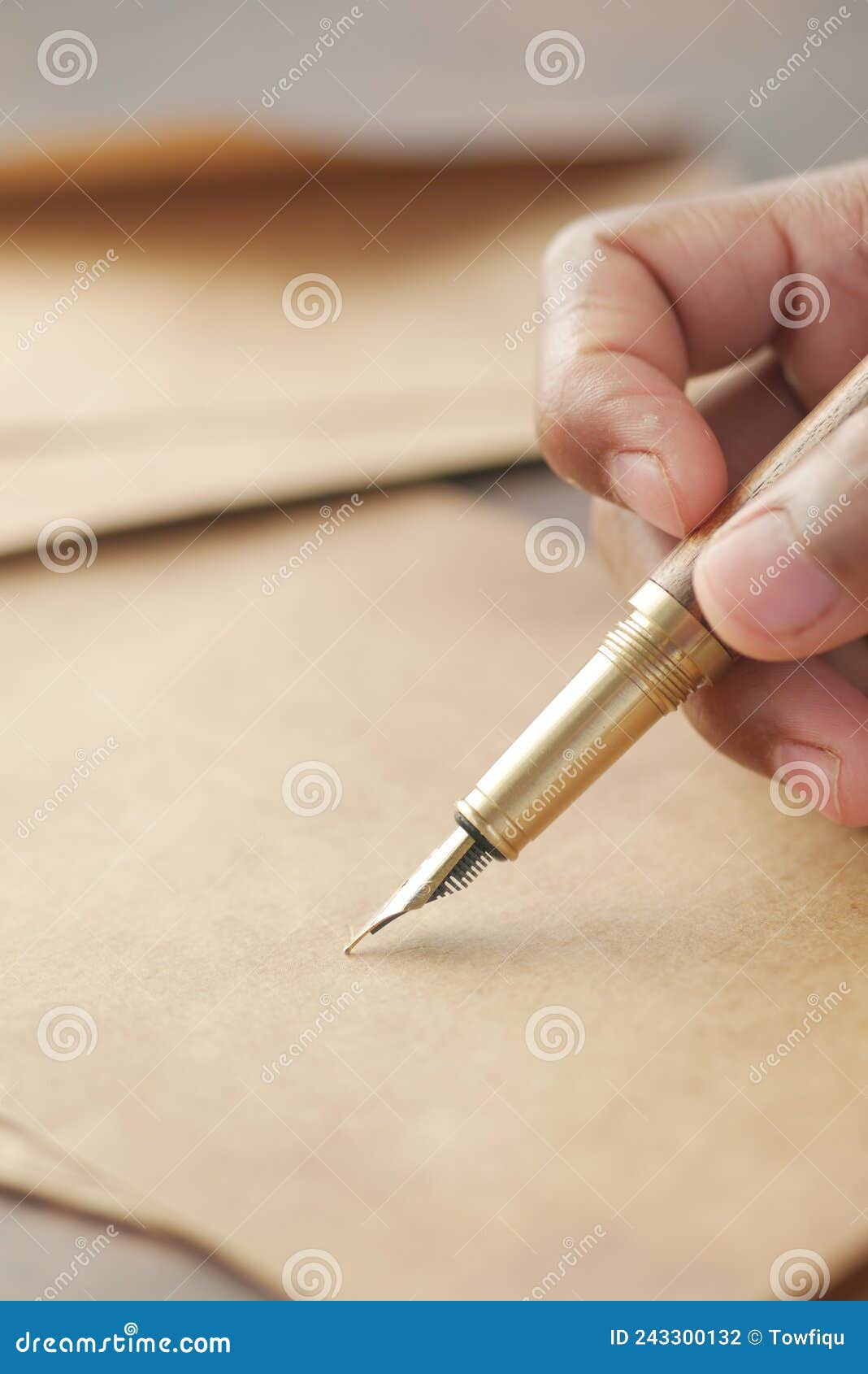 Close Up of Writing with Fountain Pen on a Paper Stock Photo - Image of  writing, communication: 243300132
