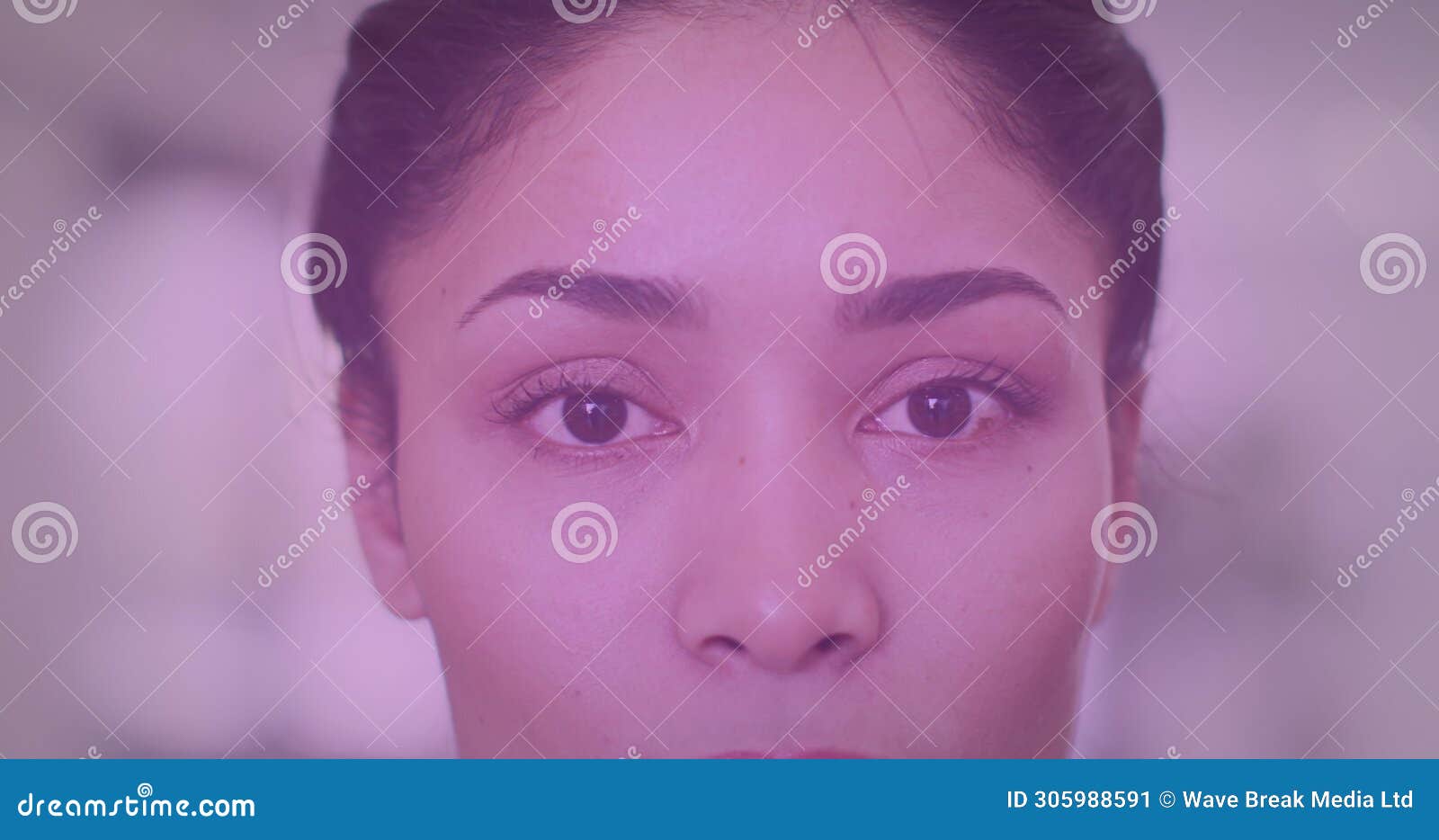 close-up of a young undefined woman's face, with copy space