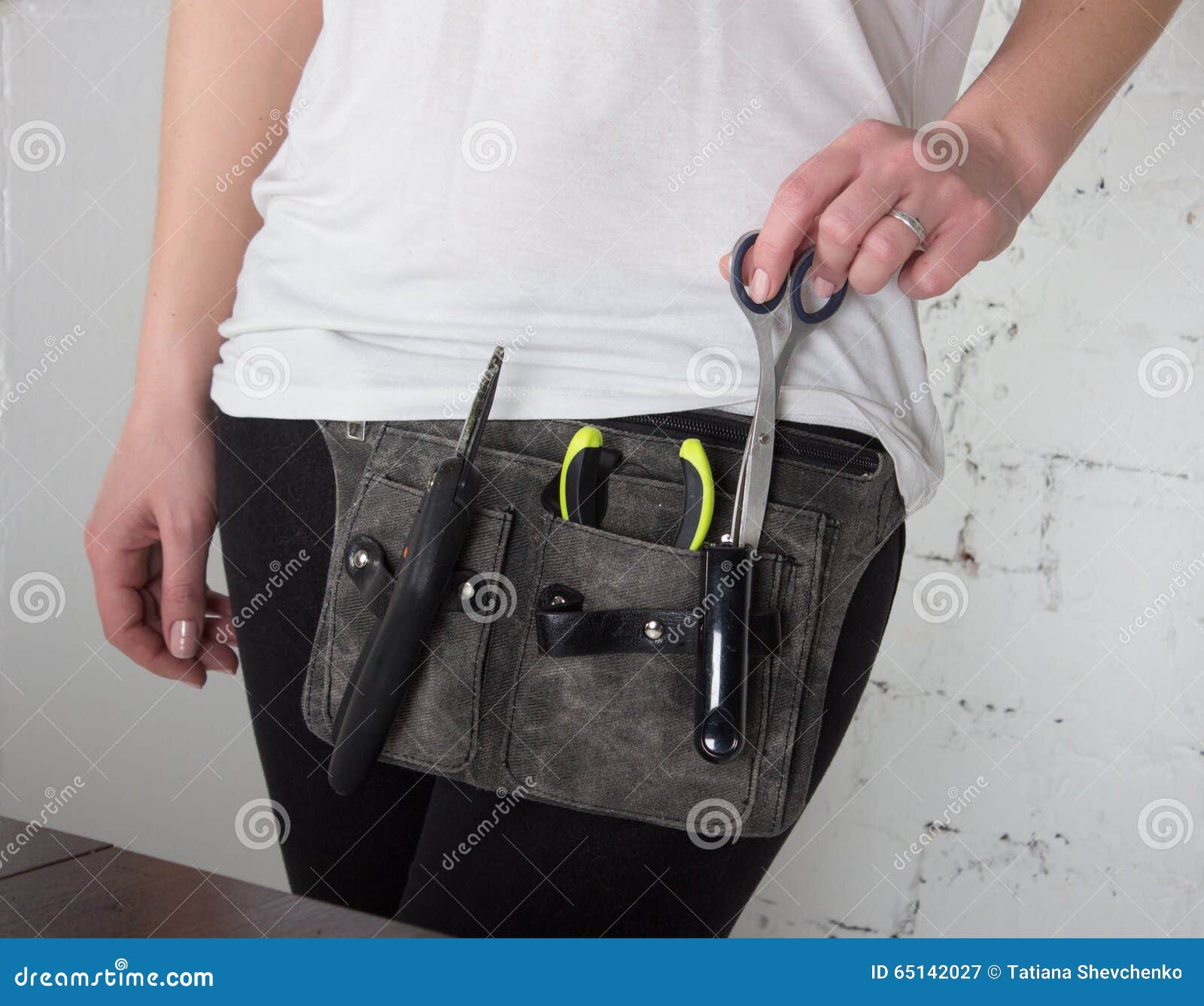 Close View of Florist S Belt with Tools Stock Image Image of