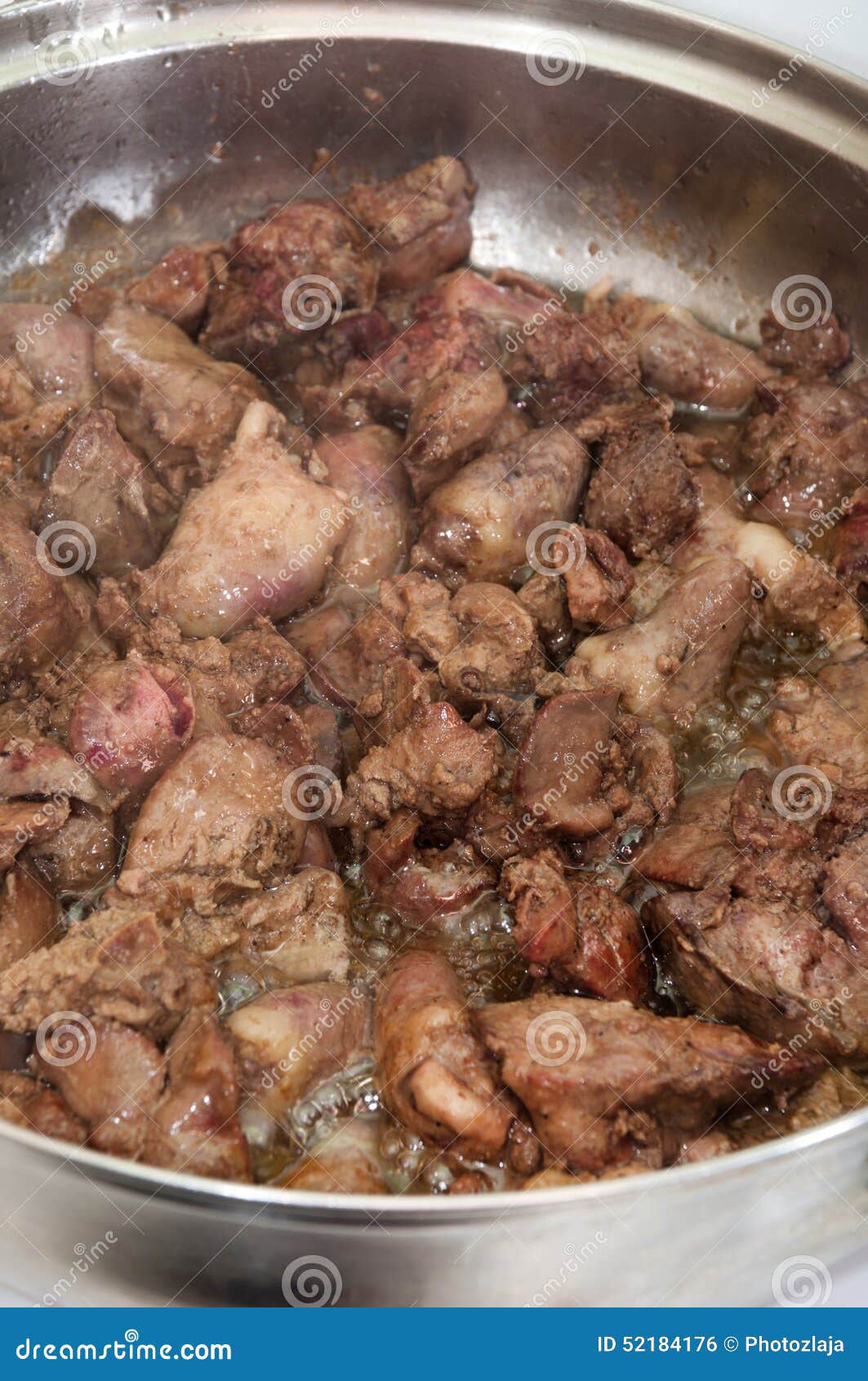 Close View of Frying Chicken Livers in a Pan Stock Photo Image of eating, european 52184176
