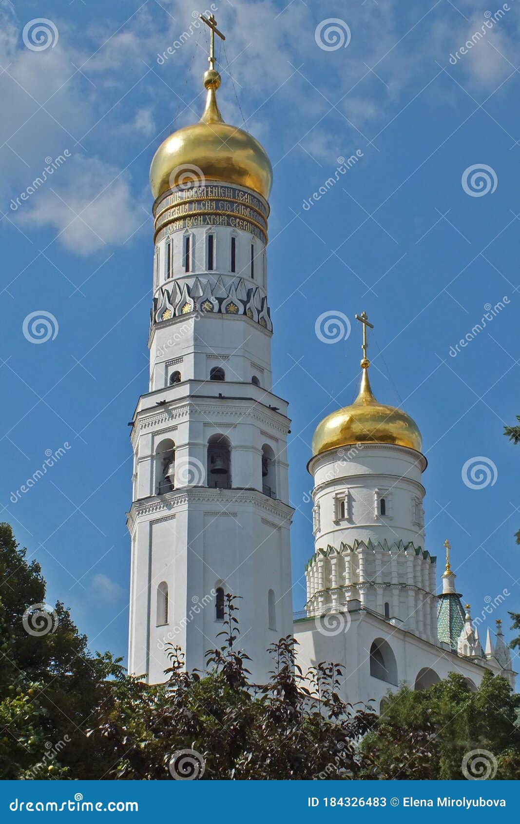 close view of the ivan the great bell tower kremlin moscow