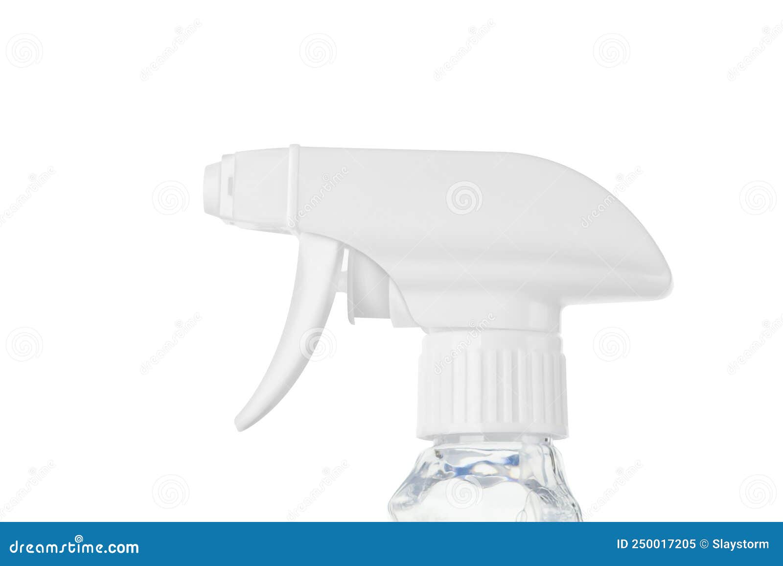 Close View of a Plastic Spray Bottle`s Head for Dispersion Isolated on