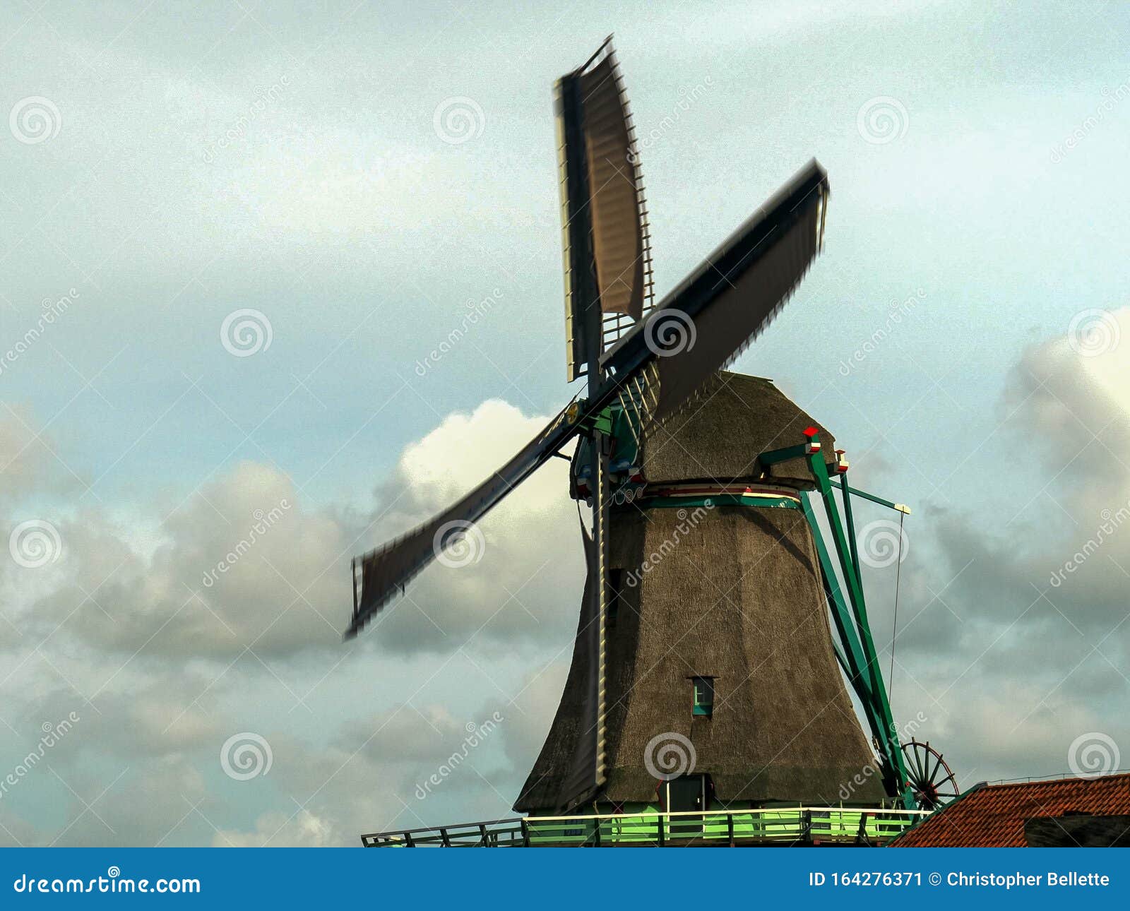 Close View of a Windmill`s Sails Turning at Zaanse Schans Near ...