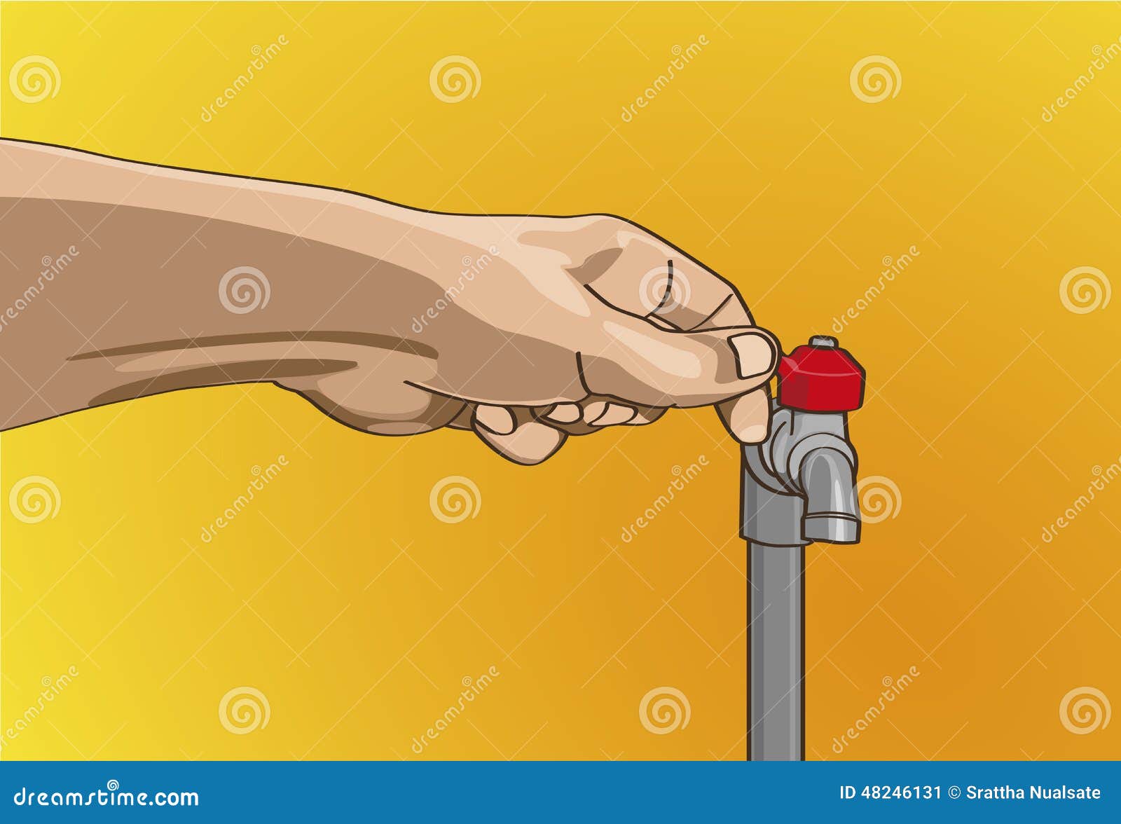 Close The Water Tap Stock Vector - Image: 48246131