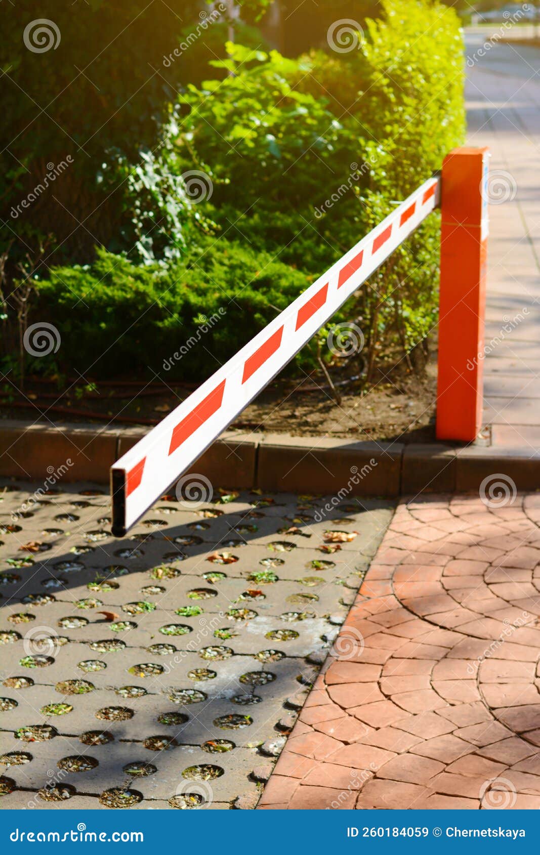 Boom Barrier Or Boom Gate On Road In The Forest Park.Riding Is