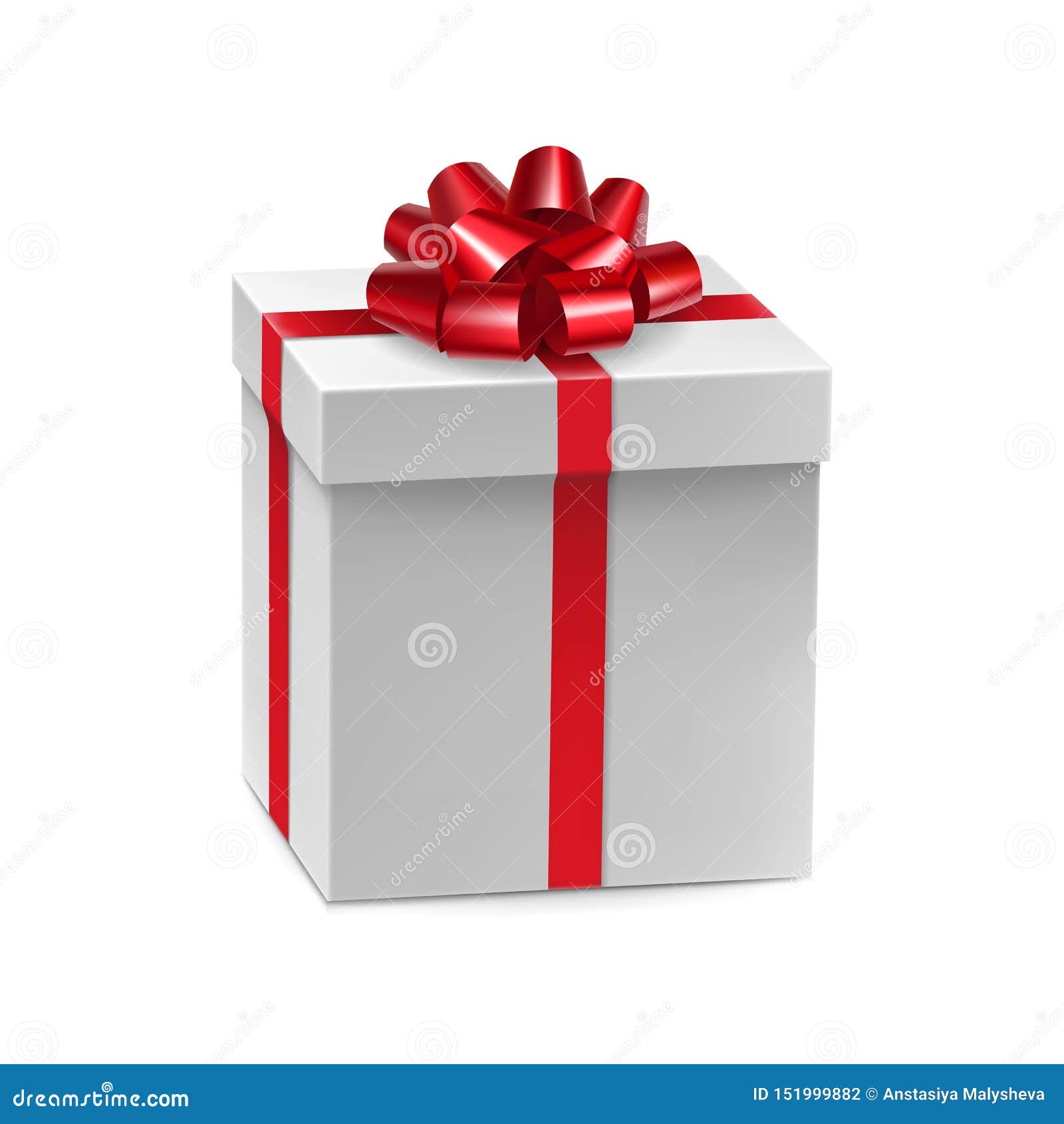 Download Closed Cardboard Square Box With Red Ribbon Bow Stock ...