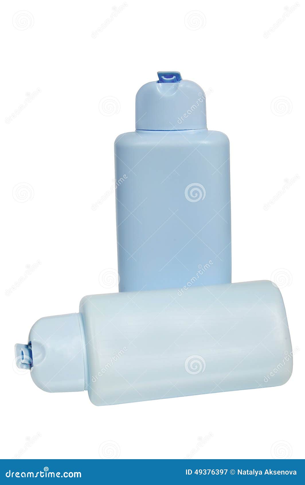 closed cosmetic or hygiene blue plastic bottle of