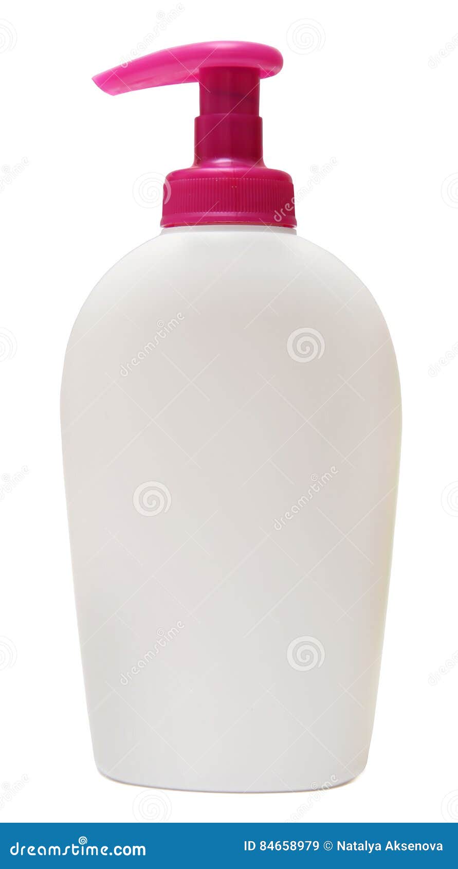 closed cosmetic or hygiene plastic bottle of gel, liquid soap, lotion, cream, shampoo.  on white background.