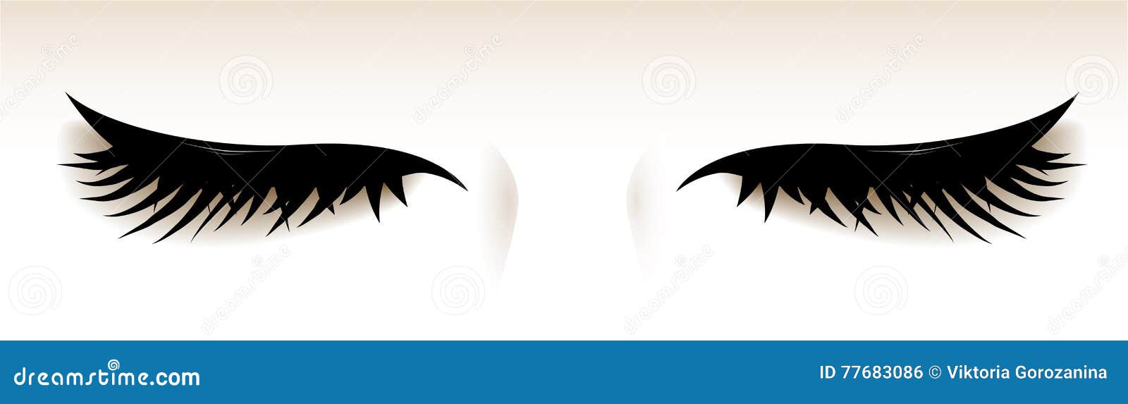 Closed Eyes with Big Lashes. Illustration. Vector Stock Vector