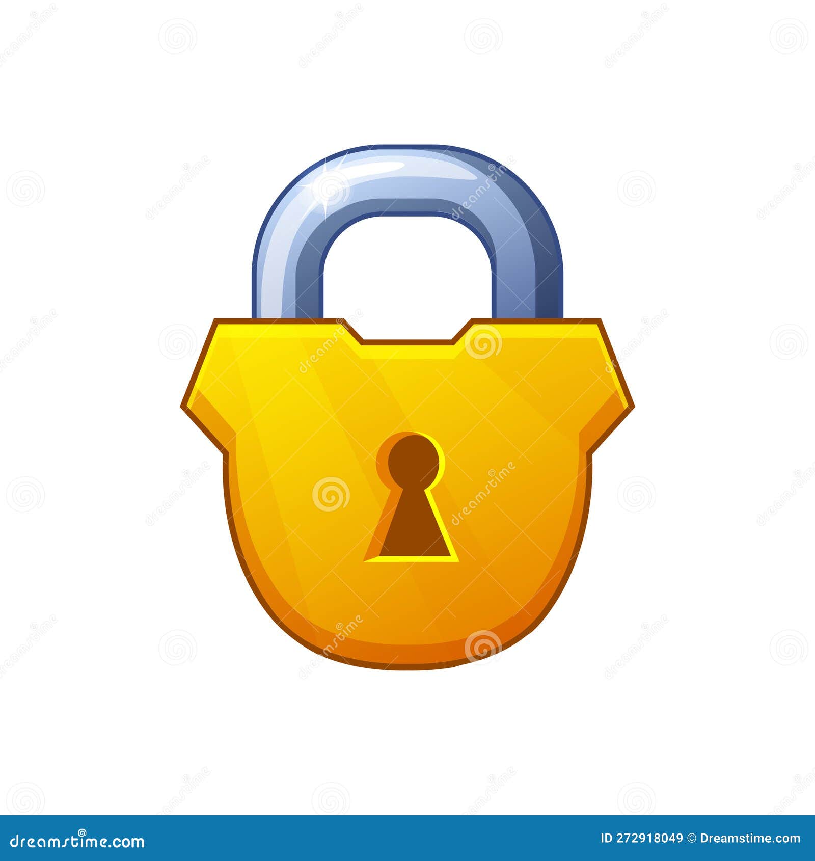 Closed Golden Padlock. Game Icon Stock Vector Illustration of design