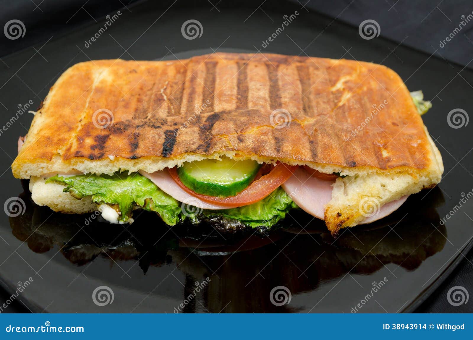 Closed grilled sandwich stock photo. Image of indoors 38943914