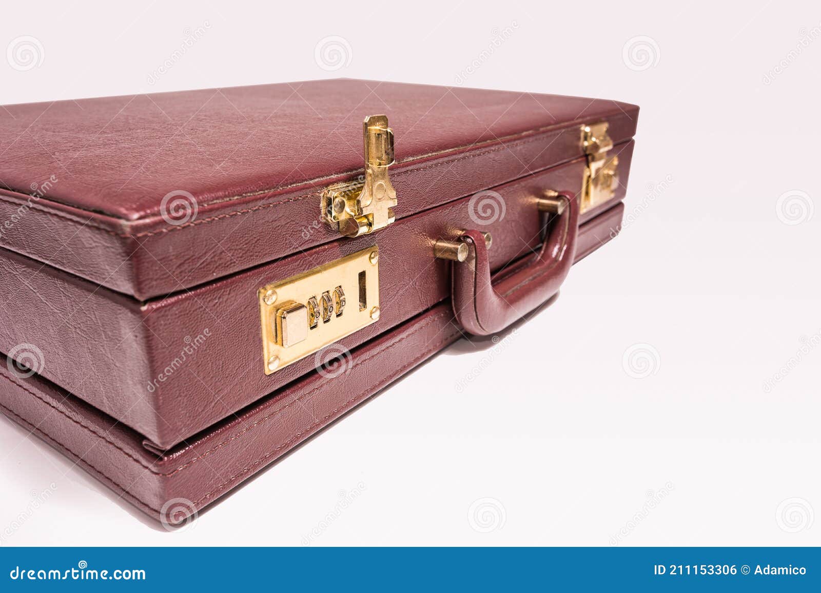 closed 24 hour briefcase with open lock on white background