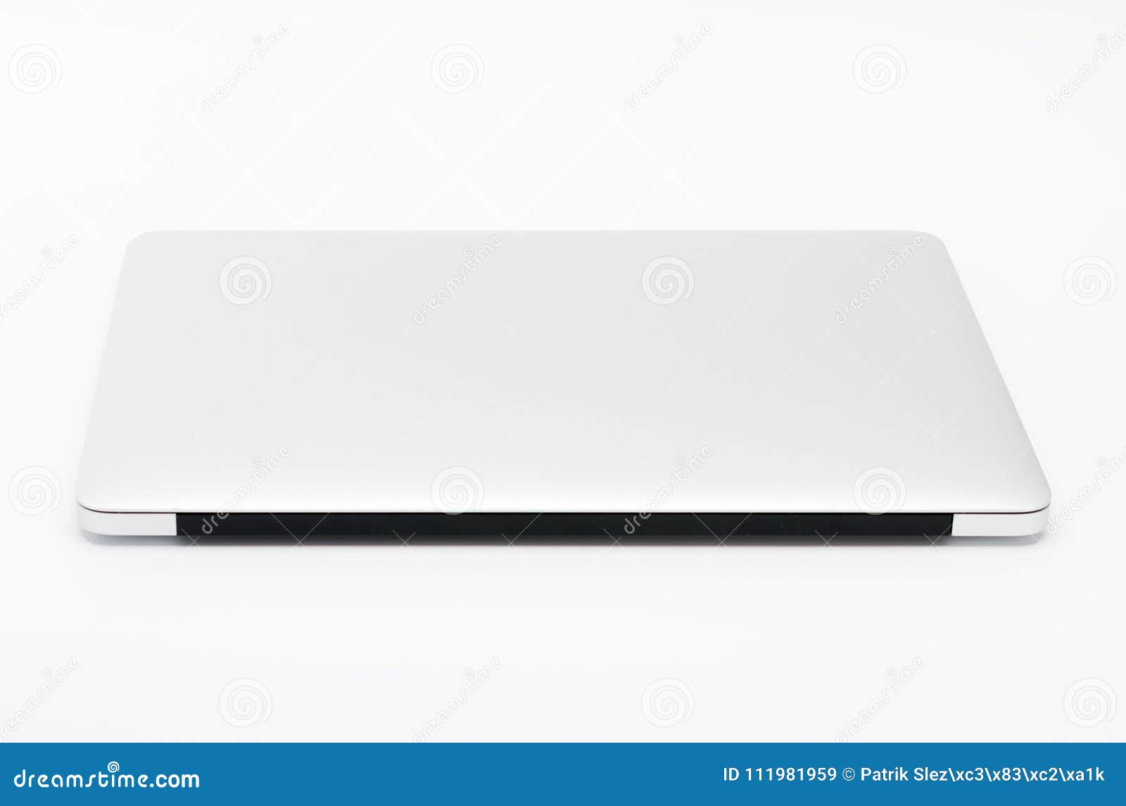 Closed Modern, New Laptop on White Background, Back View. Stock Image