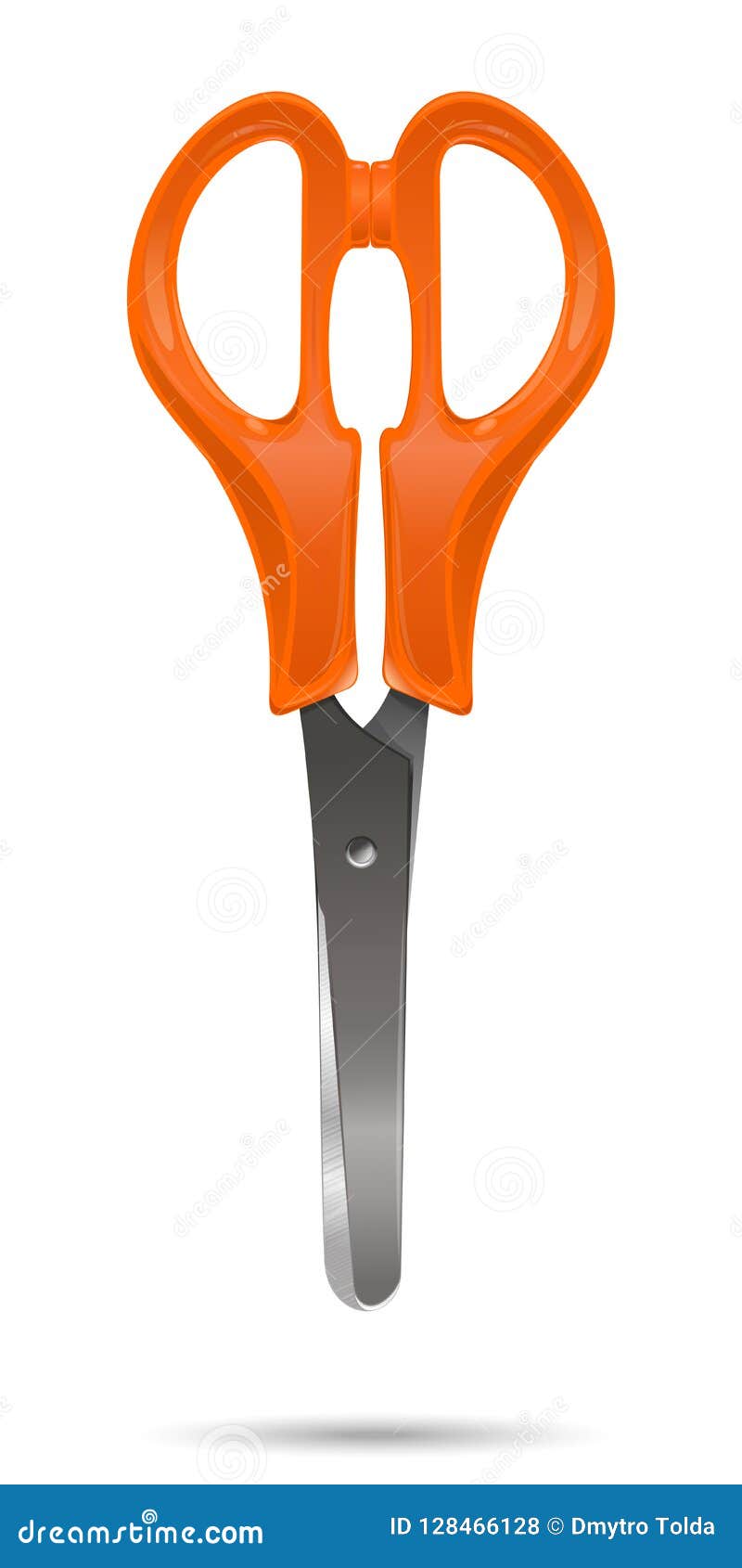 Closed Office Scissors with Plastic Orange Handles Stock Vector