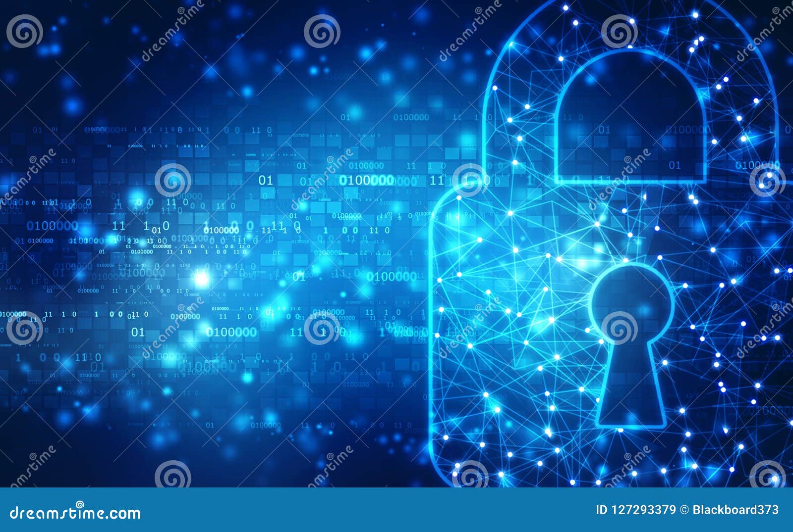 closed padlock on digital background, cyber security and internet security