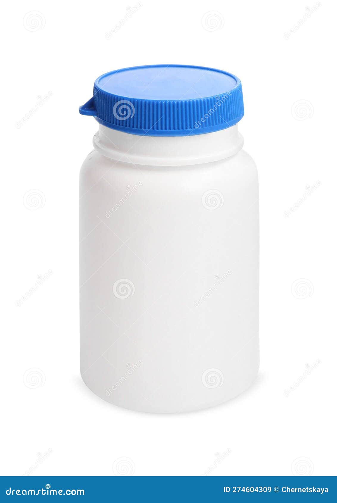 Closed Plastic Medicine Bottle Isolated on White. Medicament Stock