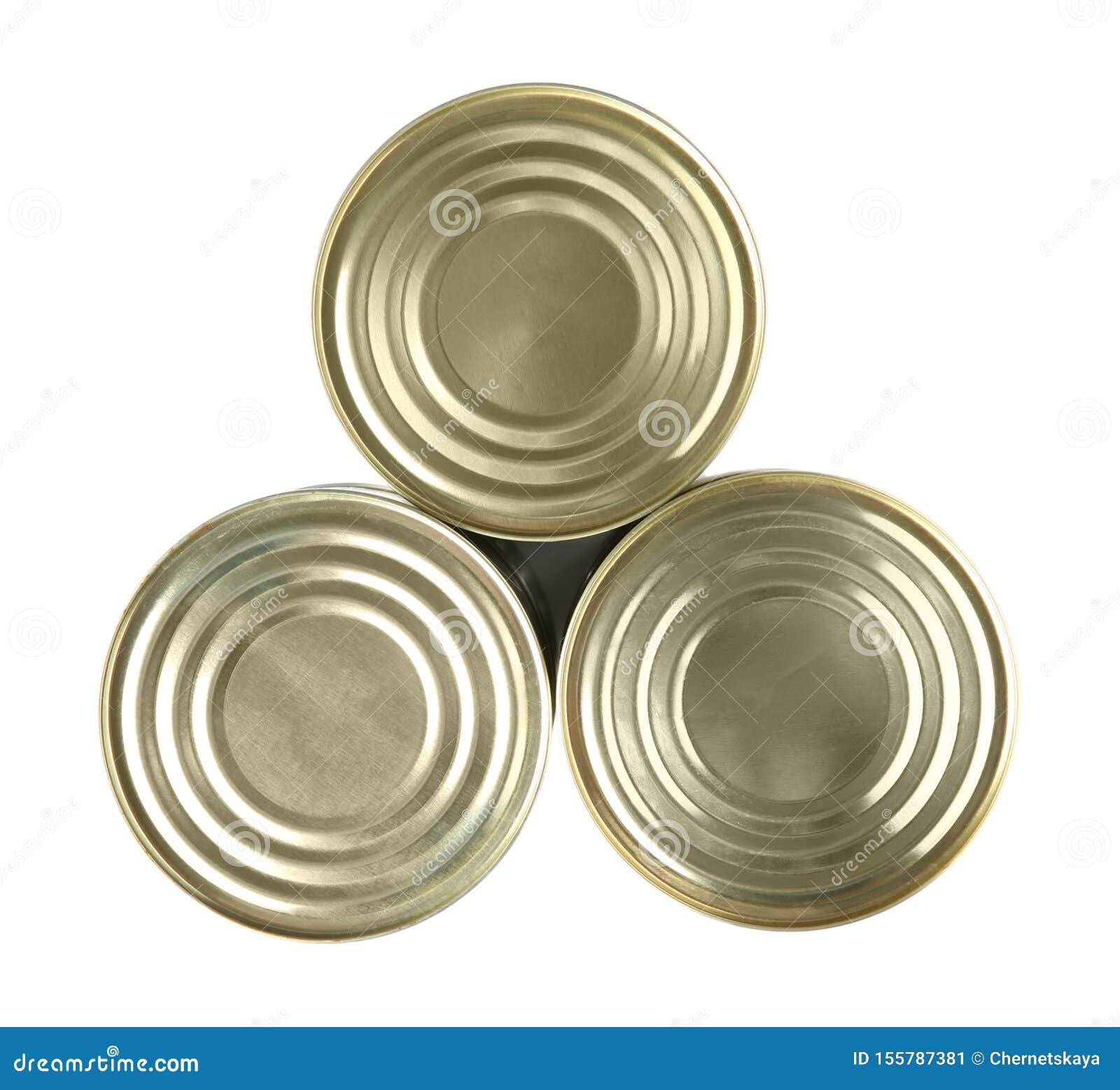 Closed Tin Cans Isolated on White, Top Stock Image Image of preserve