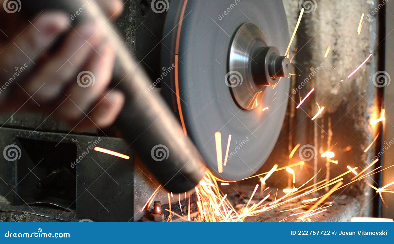 Grinding Stone with Sparks stock photo. Image of spin 222767722