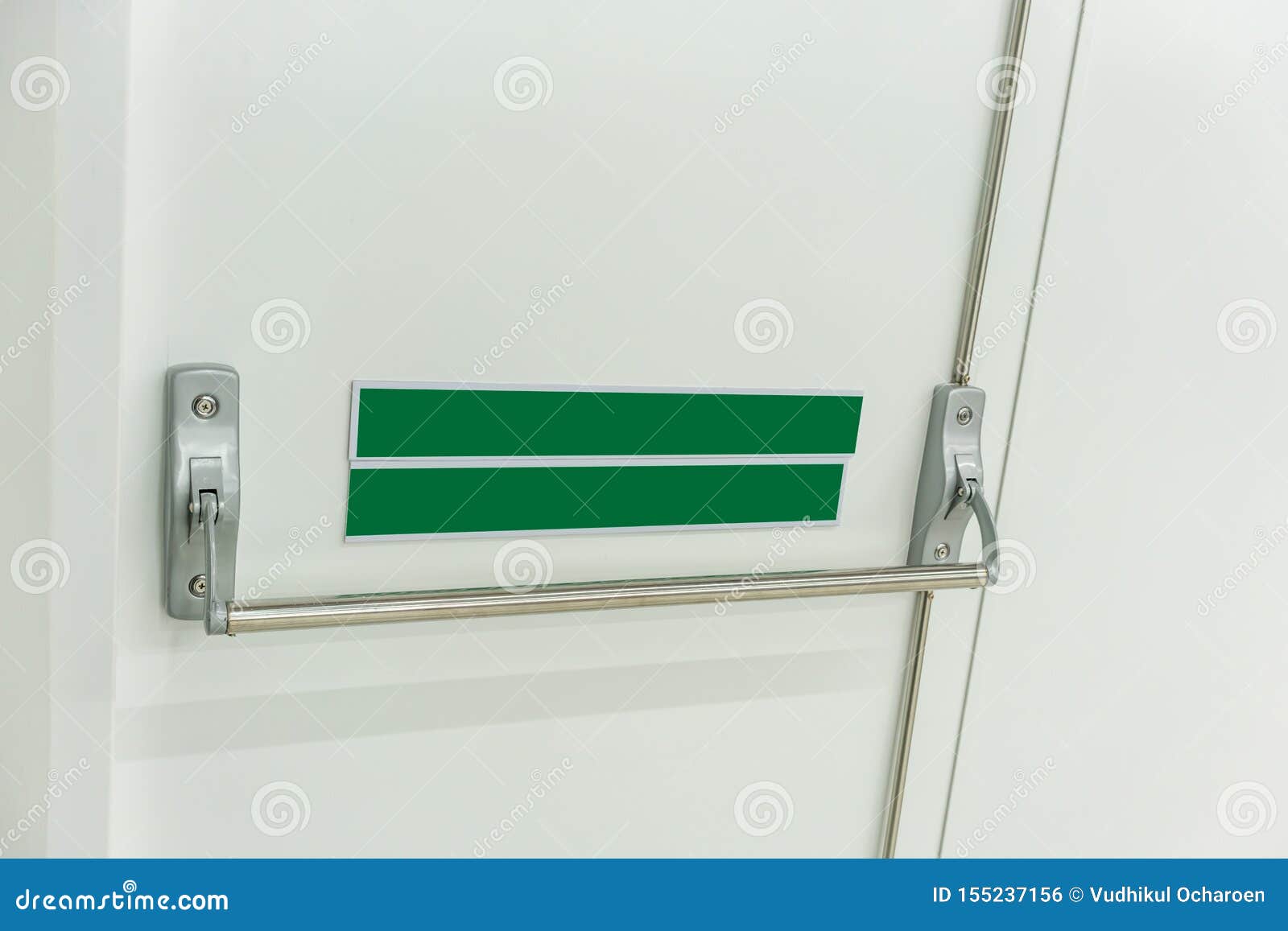 Closed Up Latch And Door Handle Of Emergency Exit Push Bar And