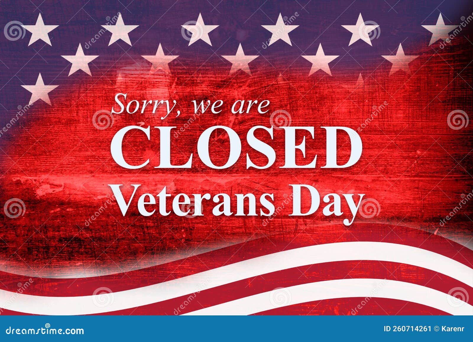 Closed Veterans Day Sign with USA Flag Stock Image Image of white