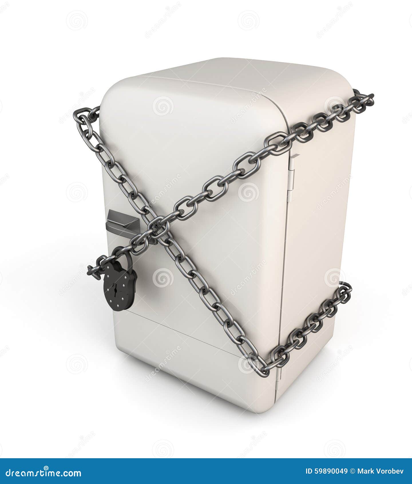 Closed Vintage Fridge with Chain and Lock Diet Concept Stock