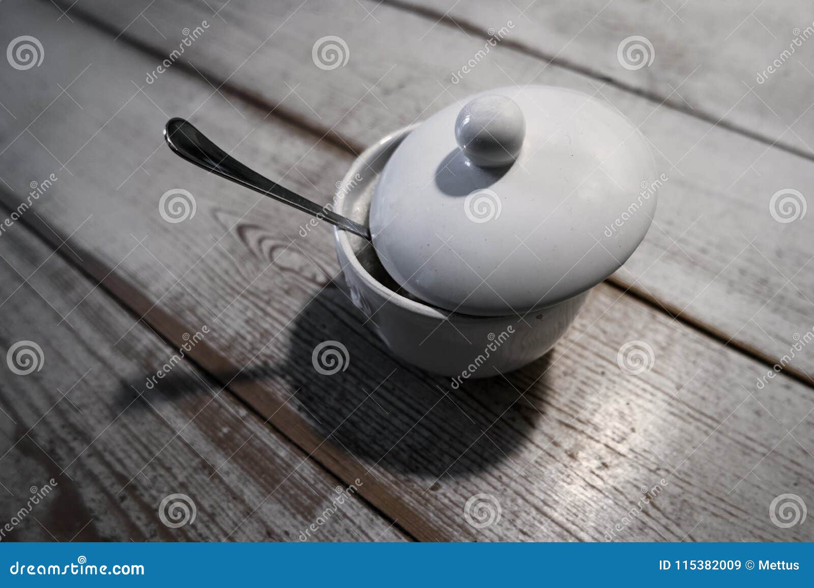 Closed White Sugar Bowl Container with Silver Spoon Stock Image Image of text, sugarbasin