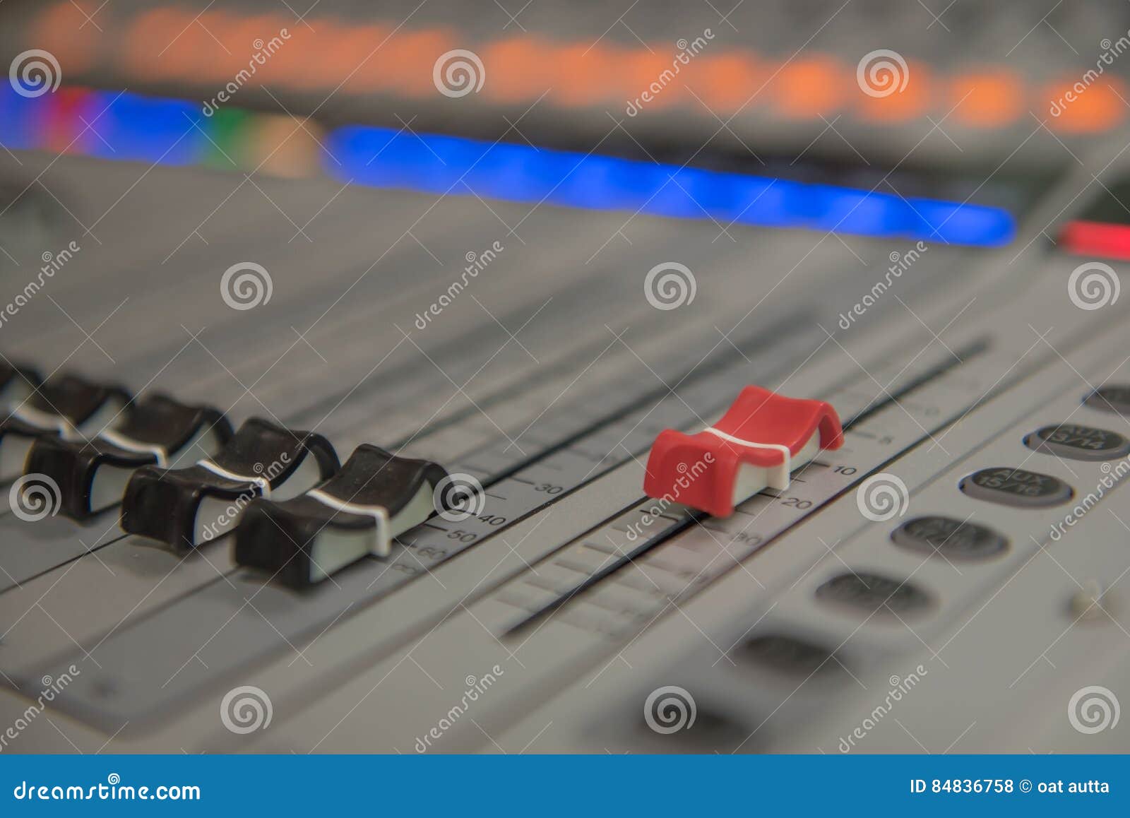 Closeup Adjustment Tools Audio Sound Mixer Music, Technology. Stock